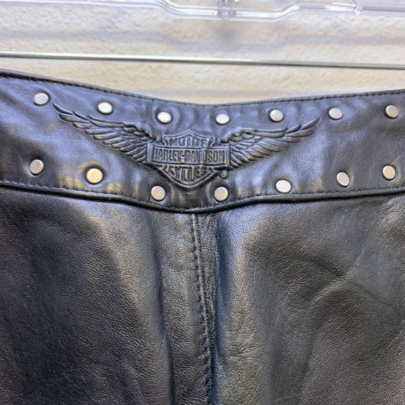 Harley-Davidson Black Leather Motorcycle Pants Size 8/36 - Picture 4 of 8